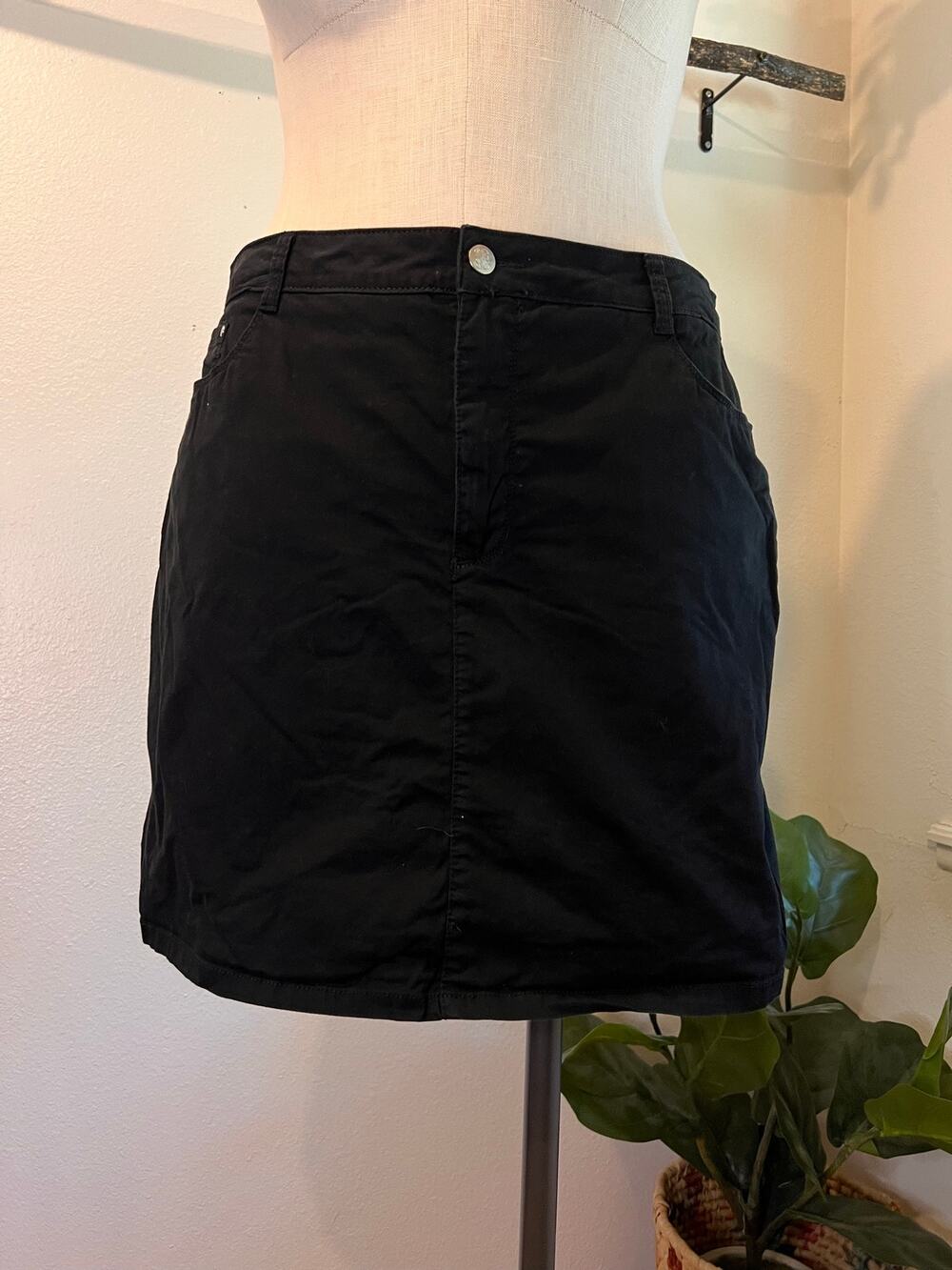 Croft & Barrow Black Classic Skort Skirt Cotton Stretch Size 18 W
